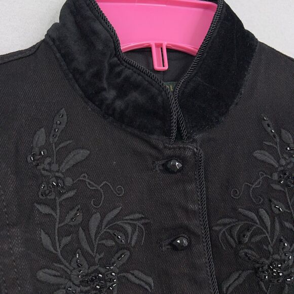 Ralph Lauren Jeans Co Jacket Womens Small Petite Embroidered Floral Velvet Boho - Picture 5 of 14